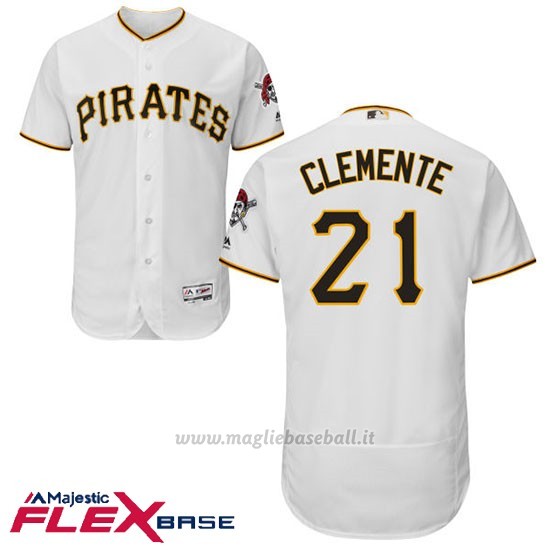 Maglia Baseball Uomo Pittsburgh Pirates Roberto Clemente Bianco Flex Base